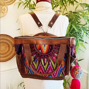 Beautiful leather Guatemalan convertible bag/backpack. Genuine leather
